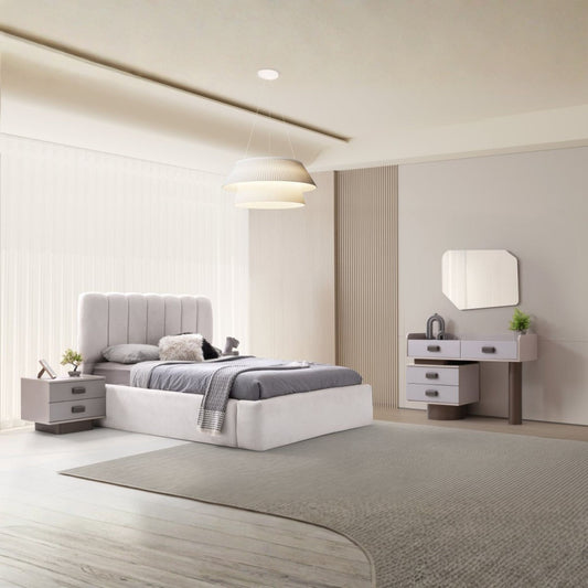 Kolombiya Yatak Odası Takımı, modern çizgileri ve aynalı gardırop tasarımıyla ferah bir yatak odası dekorasyonu sunar.