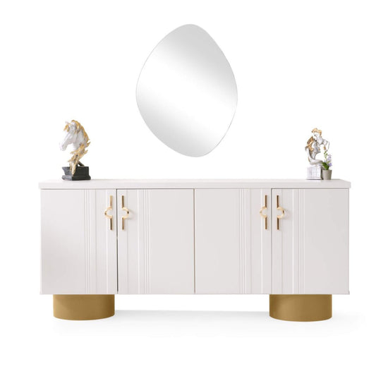 Napolyon yemek odası takımı, modern beyaz ve gold detaylı şık tasarım