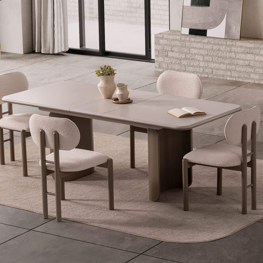 Opera açılır yemek masası ve 6 sandalyeli modern yemek odası seti