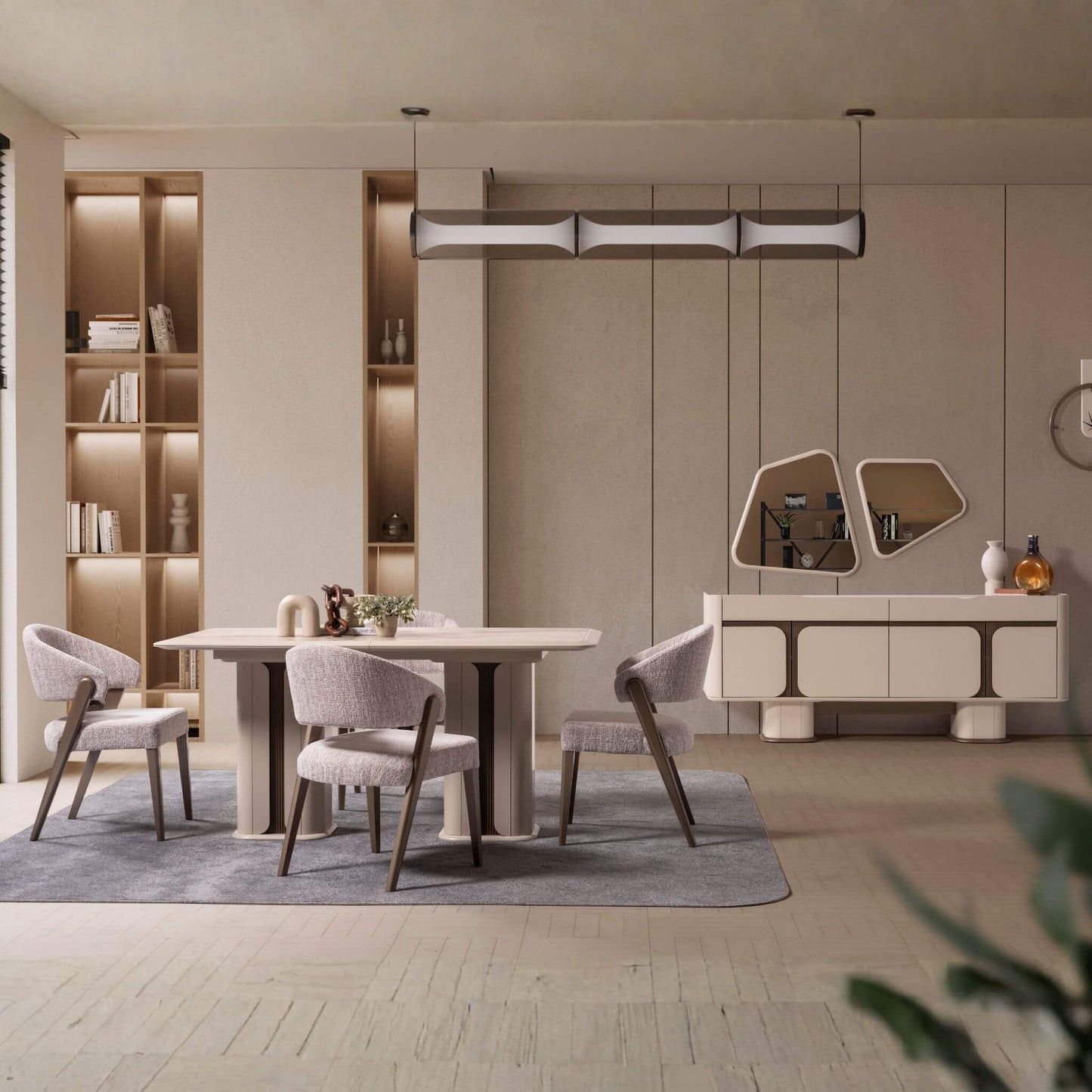 Petra lüks yemek masası seti modern salon dekorasyonu