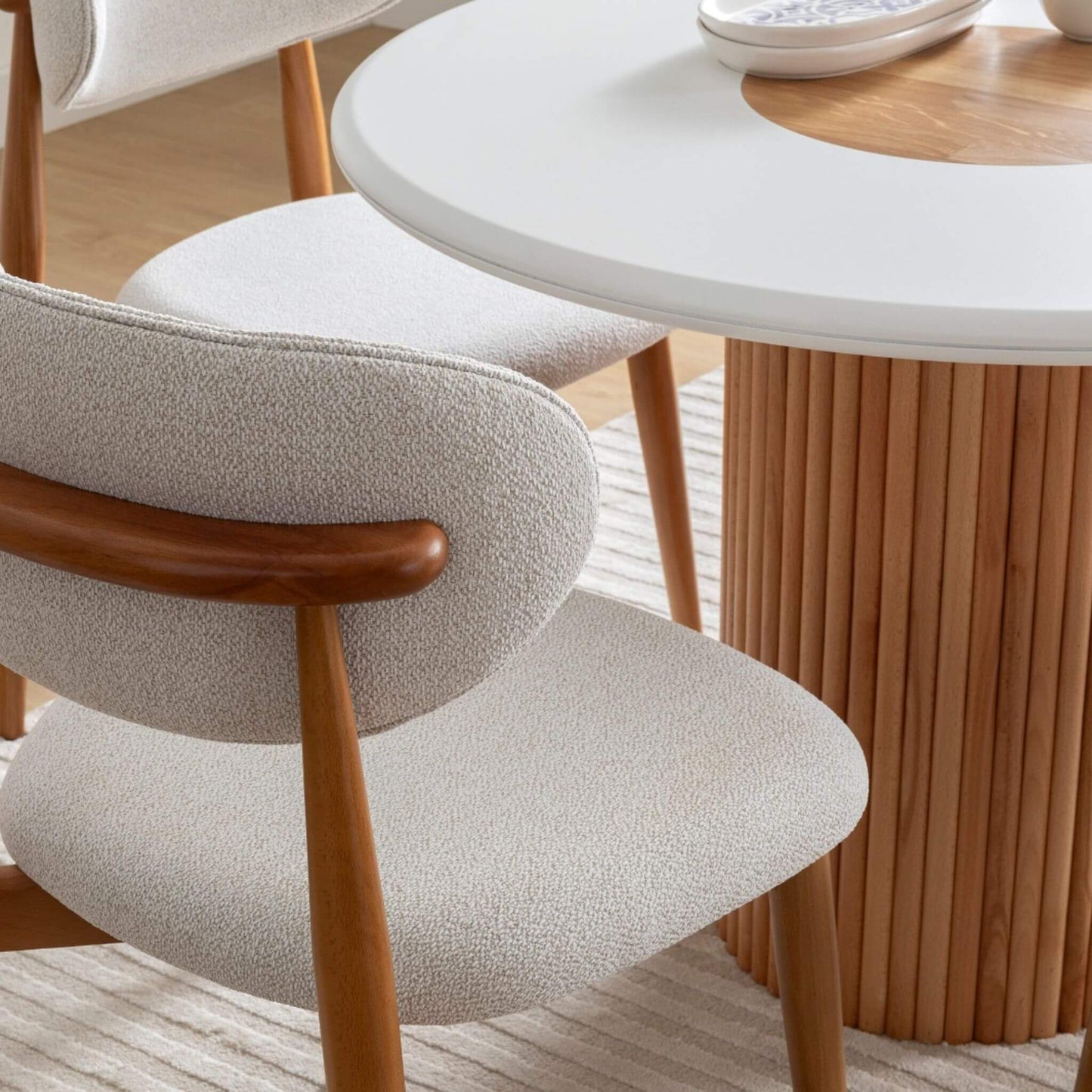 Lüks MDF Lotus yemek masası seti