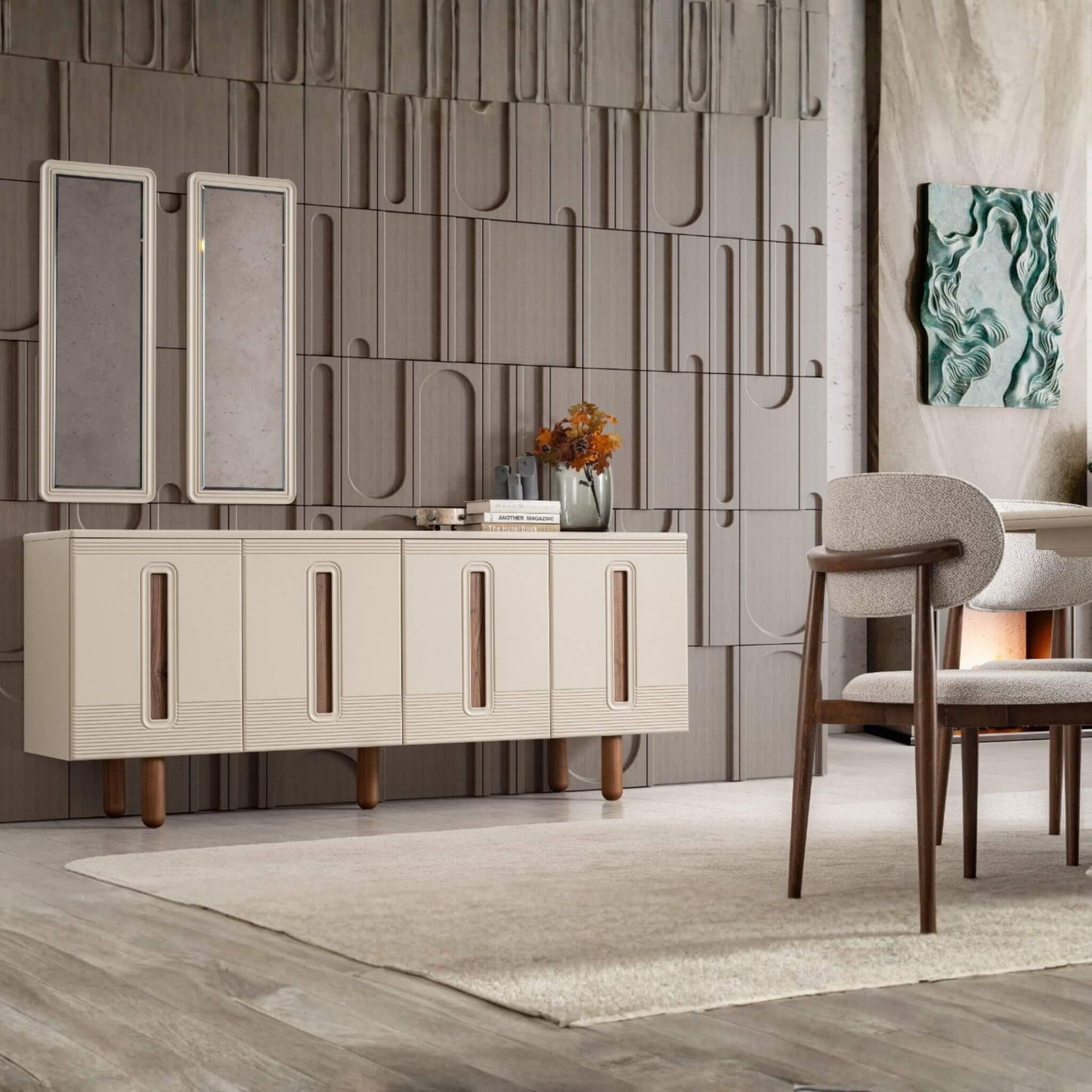 Asya aynalı konsol geometrik kapak