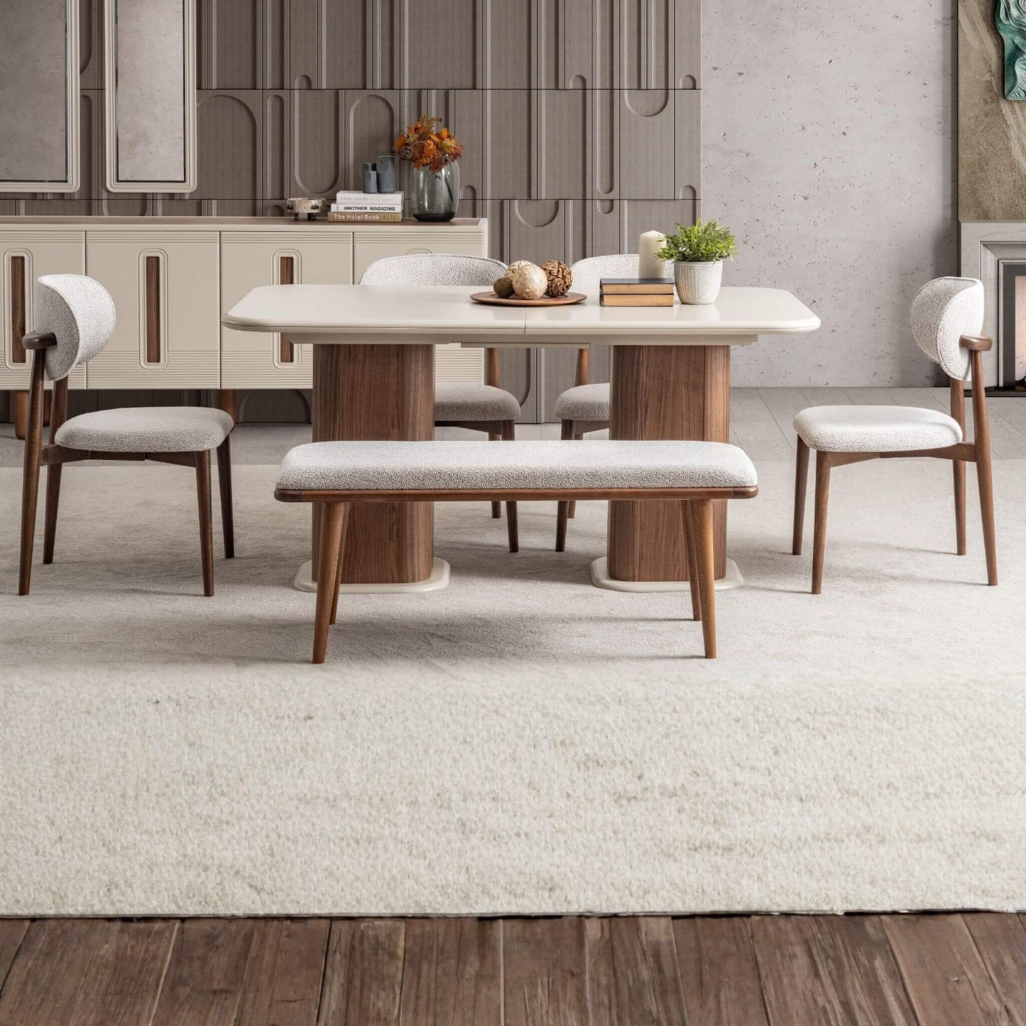 Casa Da Noir Asya MDF boyalı yemek odası takımı