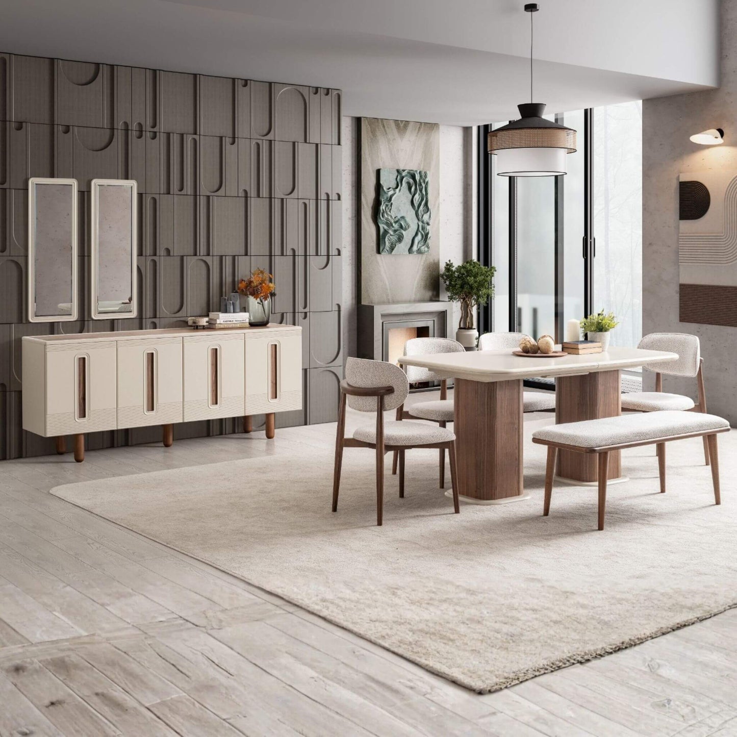 Asya lüks MDF konsol ve dikey ayna tasarımı