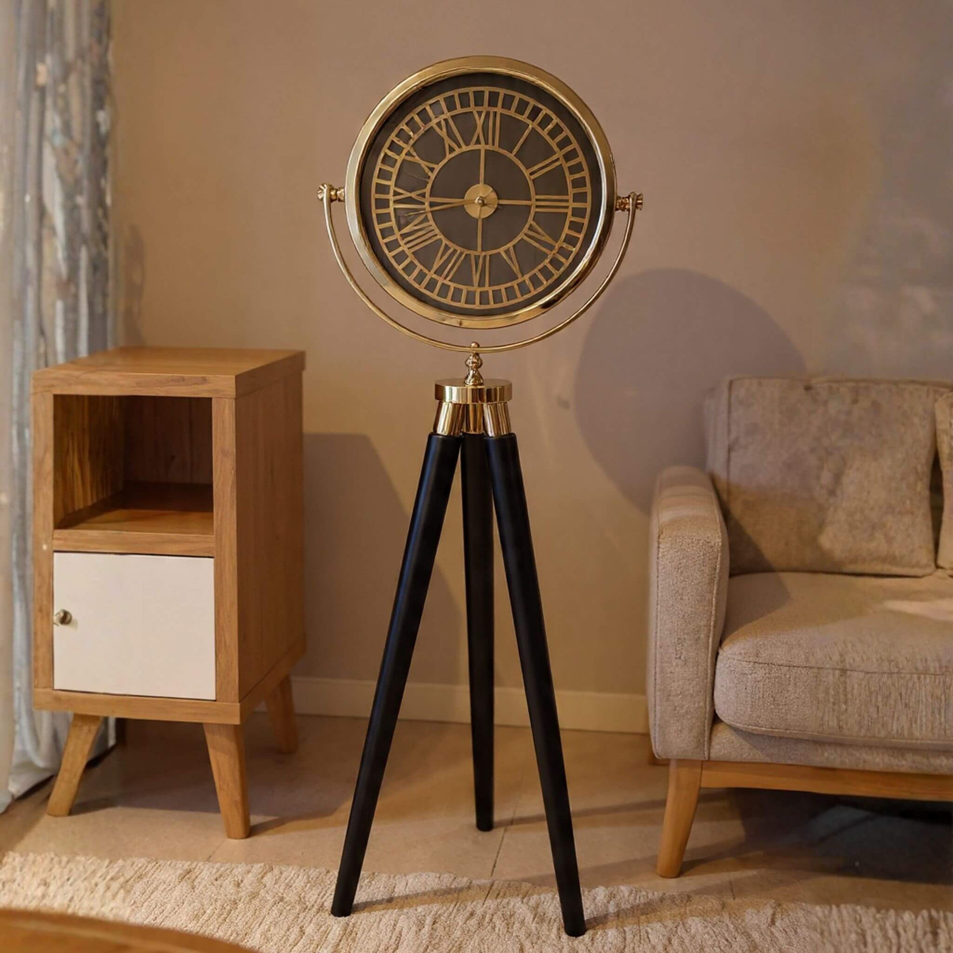 Casa Da Noir Atlas büyük kadranlı ayaklı saat ile modern yaşam alanları