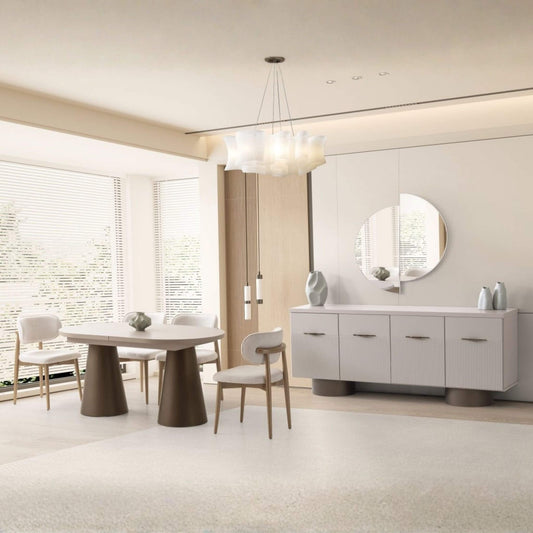 Casa Da Noir Defne yemek odası takımı – modern açılır masa ve MDF konsol