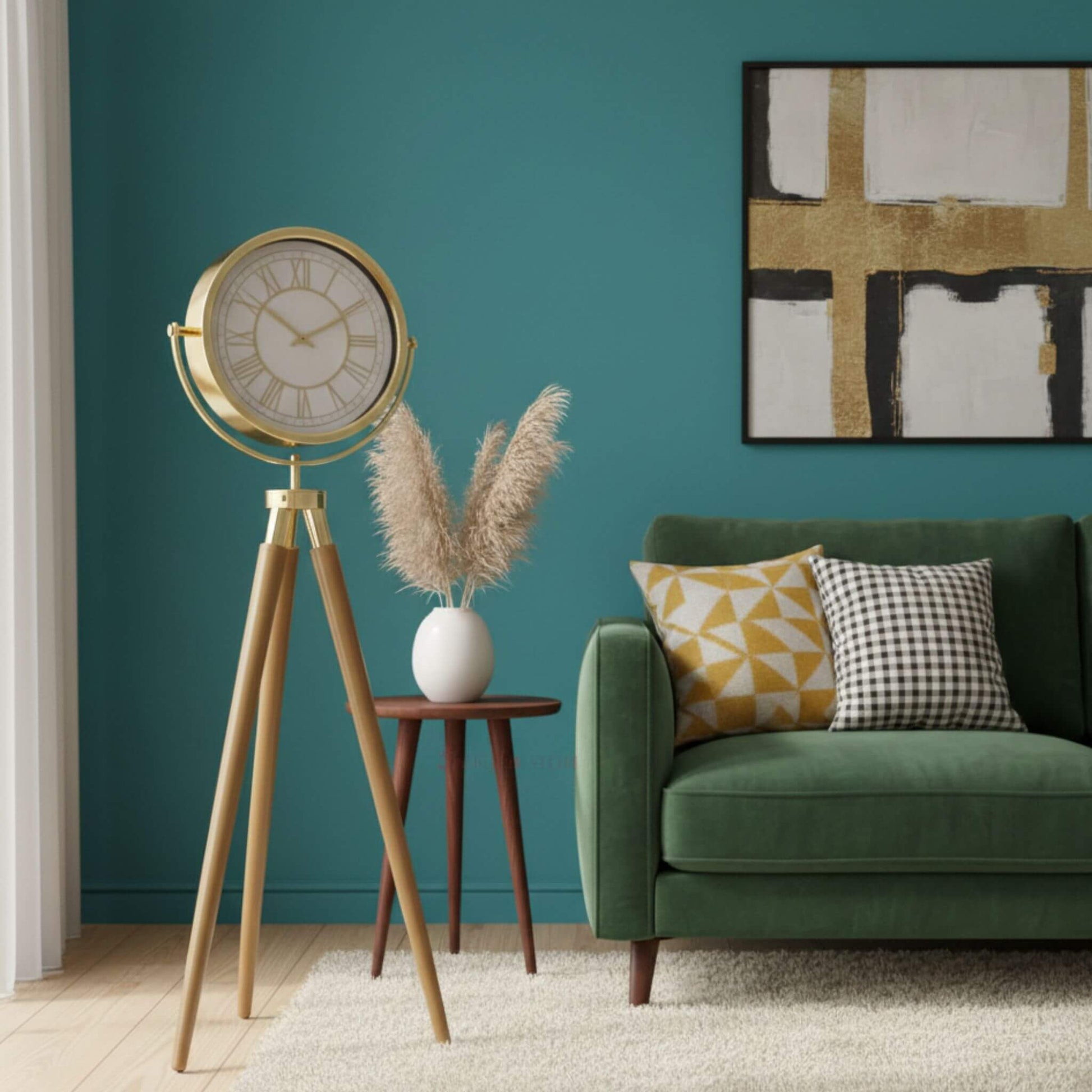 Tripod tasarımlı metal gövdeli lüks yer saati