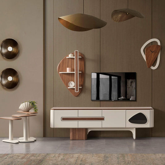 Casa Da Noir Enna Ekru modern TV ünitesi seti