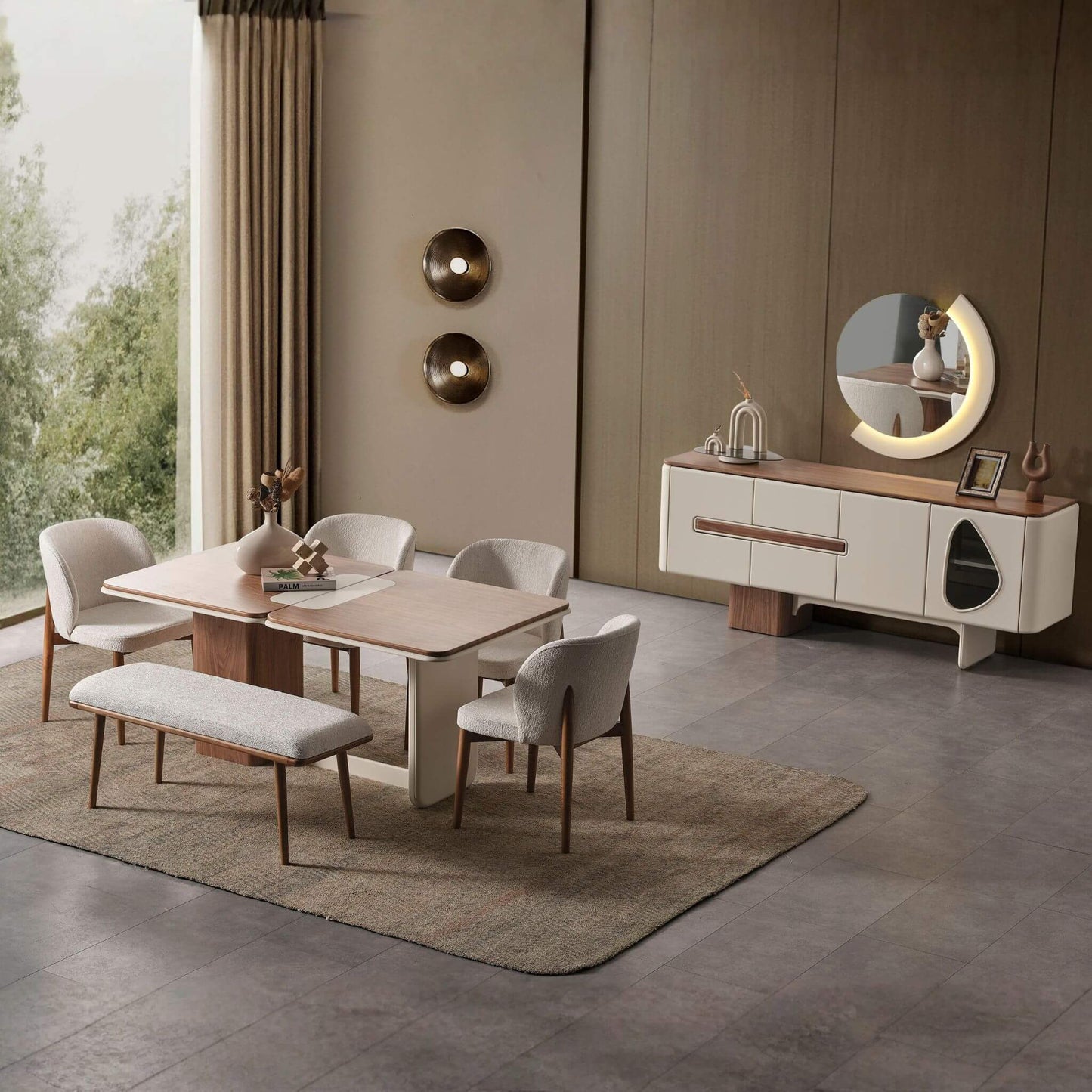 Enna Ekru 170–205 cm açılır yemek masası