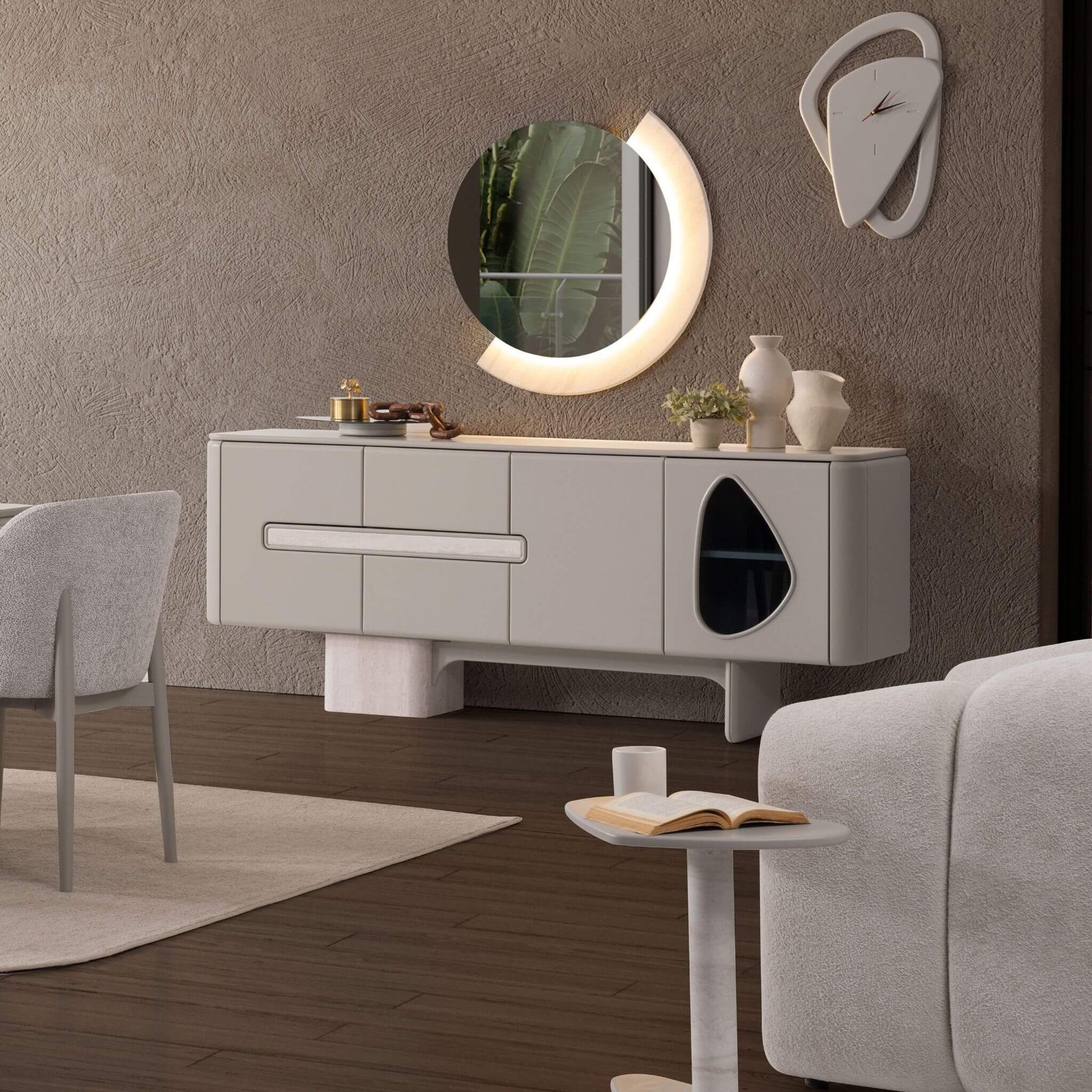 Enna aynalı lüks konsol iç mekân yerleşimi