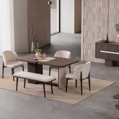 Koyu ahşap ve lake yüzeyli Enna Plus yemek seti