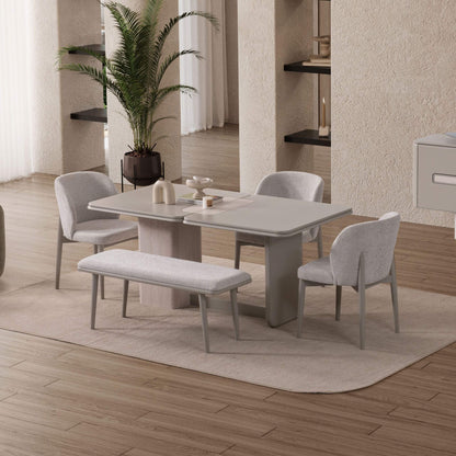 Enna açılır yemek masası seti 6 sandalyeli benchli