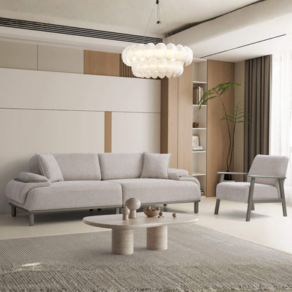 İnci modern koltuk takımı soft tonlarda salon yerleşimi