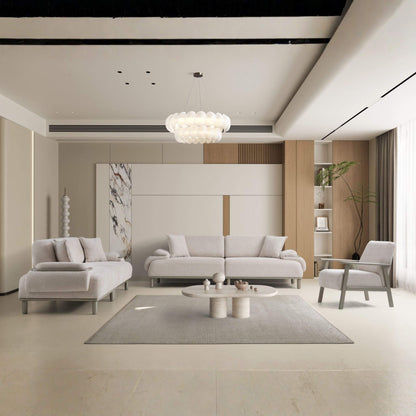 İnci modern koltuk takımı soft tonlarda salon yerleşimi