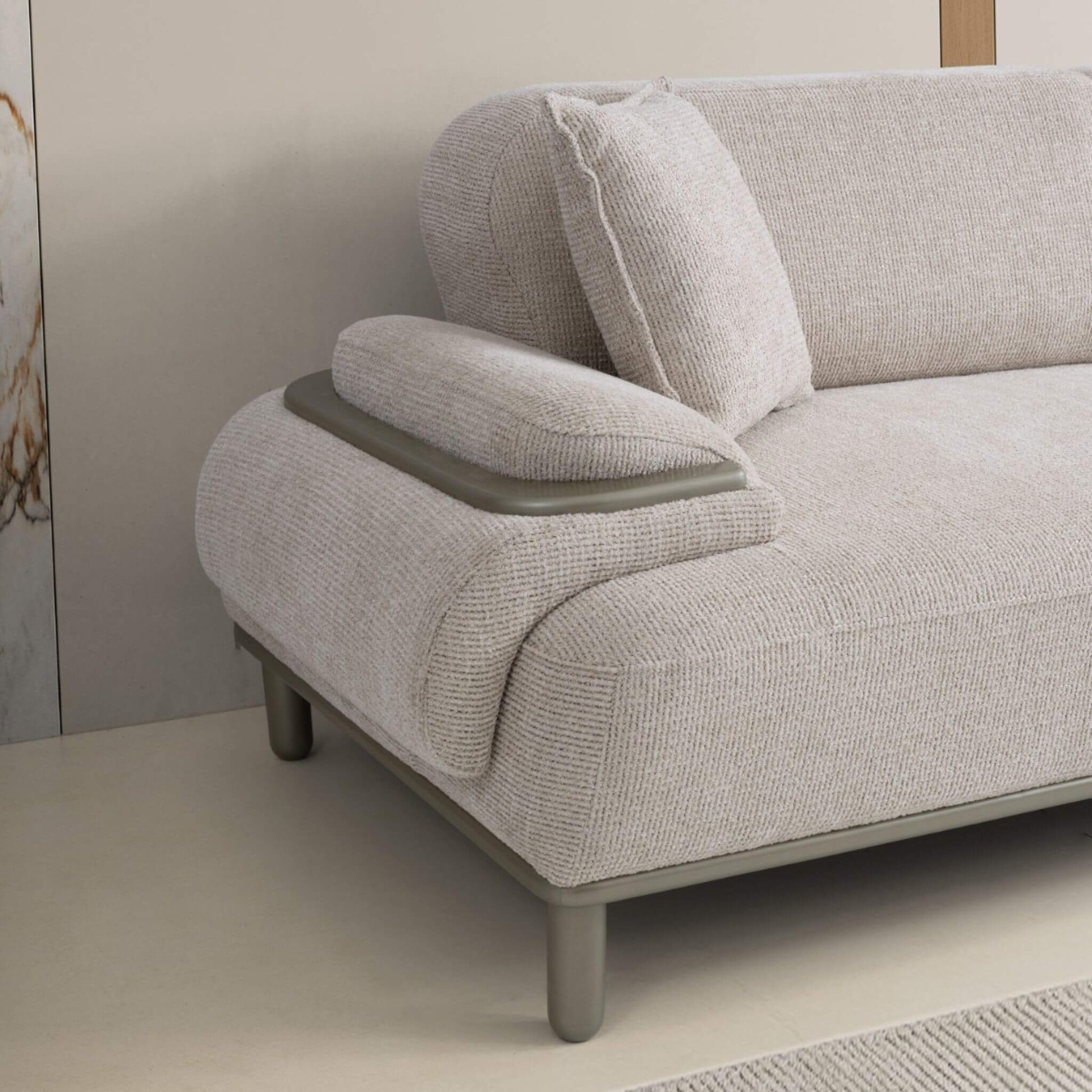 Leke tutmaz kumaşlı İnci koltuk takımı yakın plan görünüm