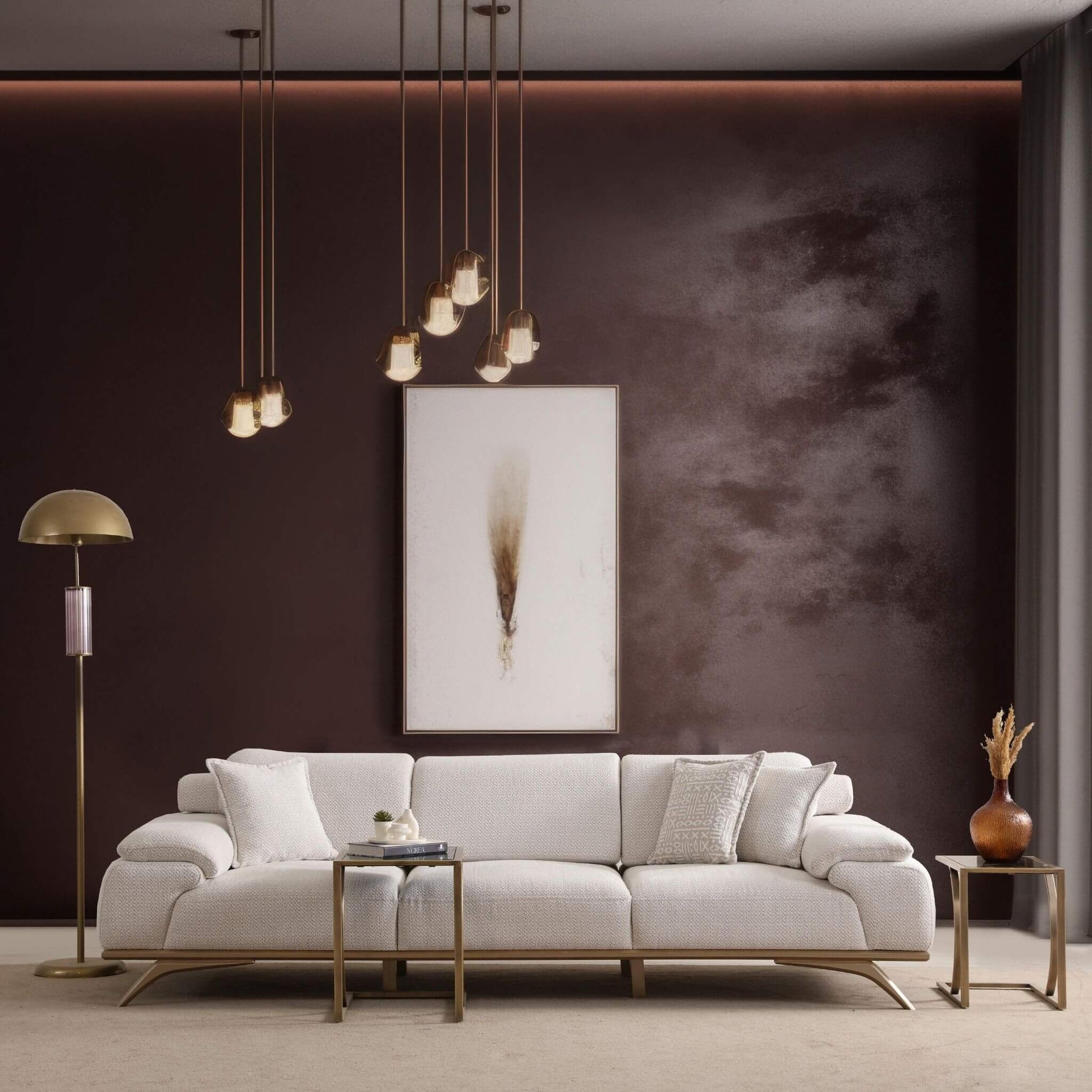 Casa Da Noir imzalı Serena 3’lü koltuk, leke tutmaz kumaşı ve gürgen iskeletiyle dayanıklı lüks sunar.