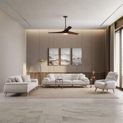 Serena Koltuk Takımı, modern çizgileri ve krem tonlarıyla zarif bir salon dekorasyonu sunar.