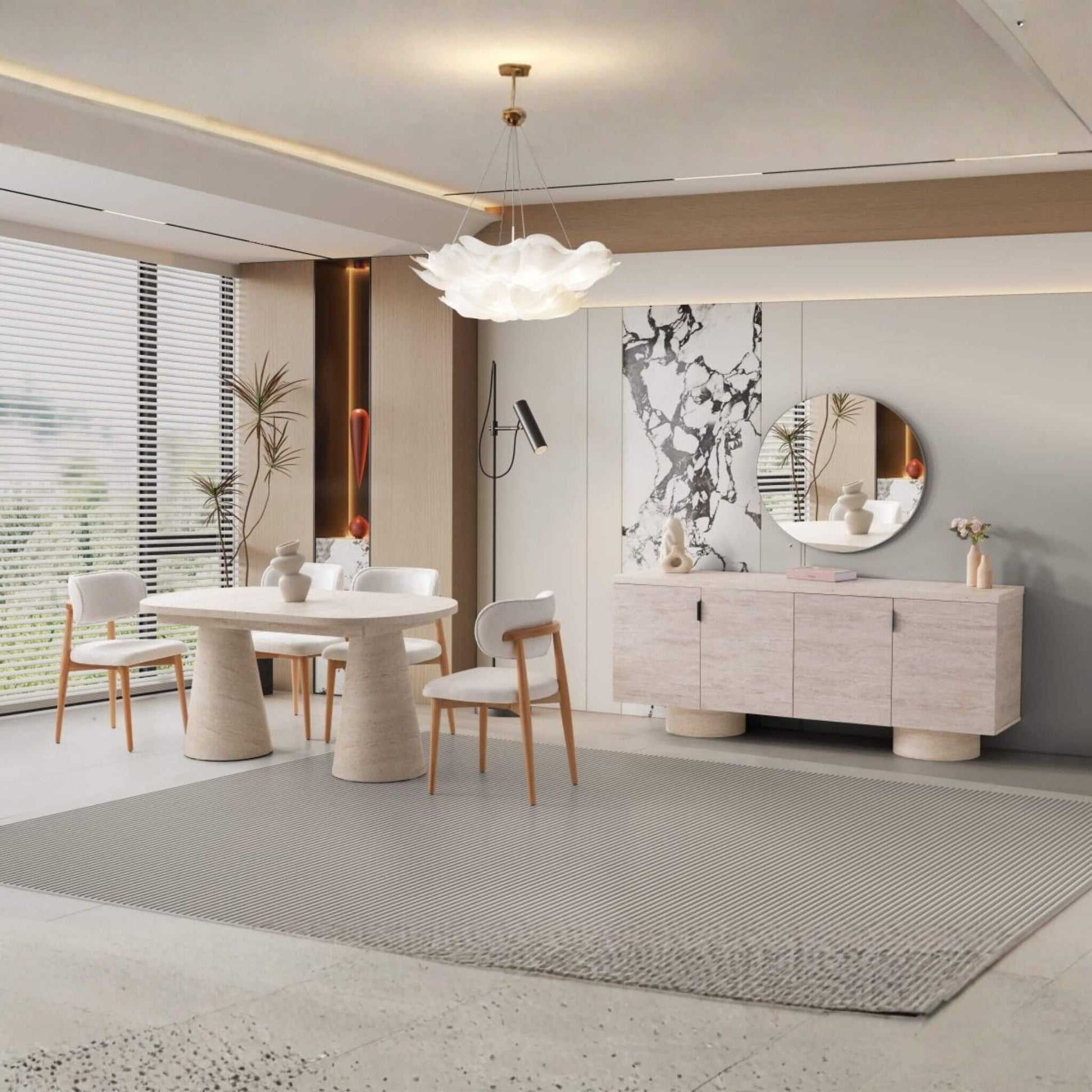 Konçerto yemek odası takımı – modern açılır masa ve konsol tasarımı