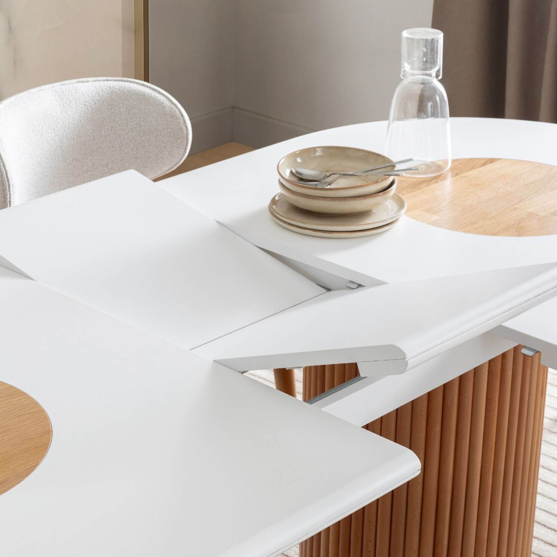 Lotus açılır yemek masası seti 6 sandalyeli benchli