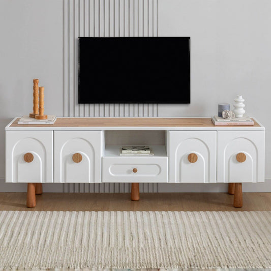 Lotus modern TV ünitesi 200 cm MDF gövdeli ekru tasarım