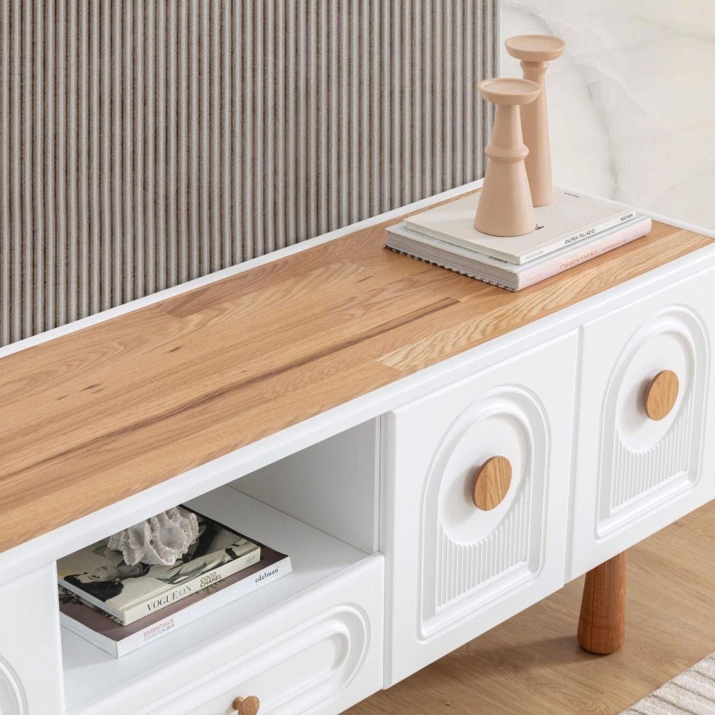 Casa Da Noir Lotus lüks televizyon sehpası ön görünüm