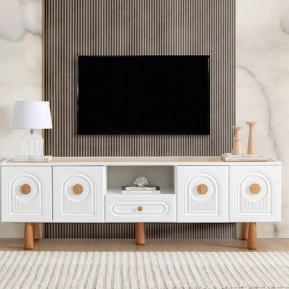 Lotus modern TV ünitesi 200 cm MDF gövdeli ekru tasarım