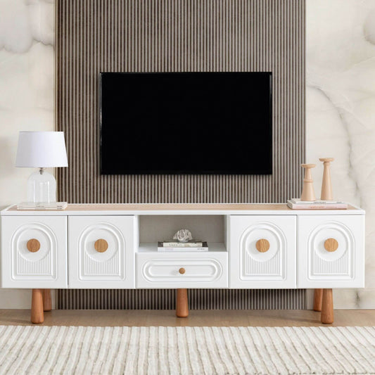 Lotus modern TV ünitesi 200 cm MDF gövdeli ekru tasarım