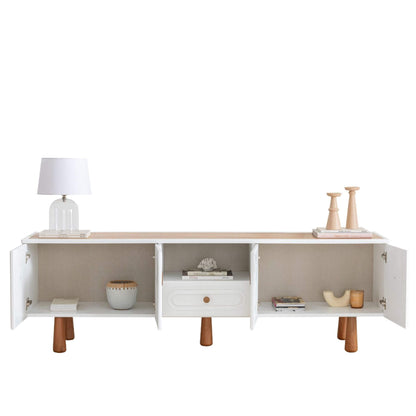 Lotus TV ünitesi kapaklı ve çekmeceli depolama alanları