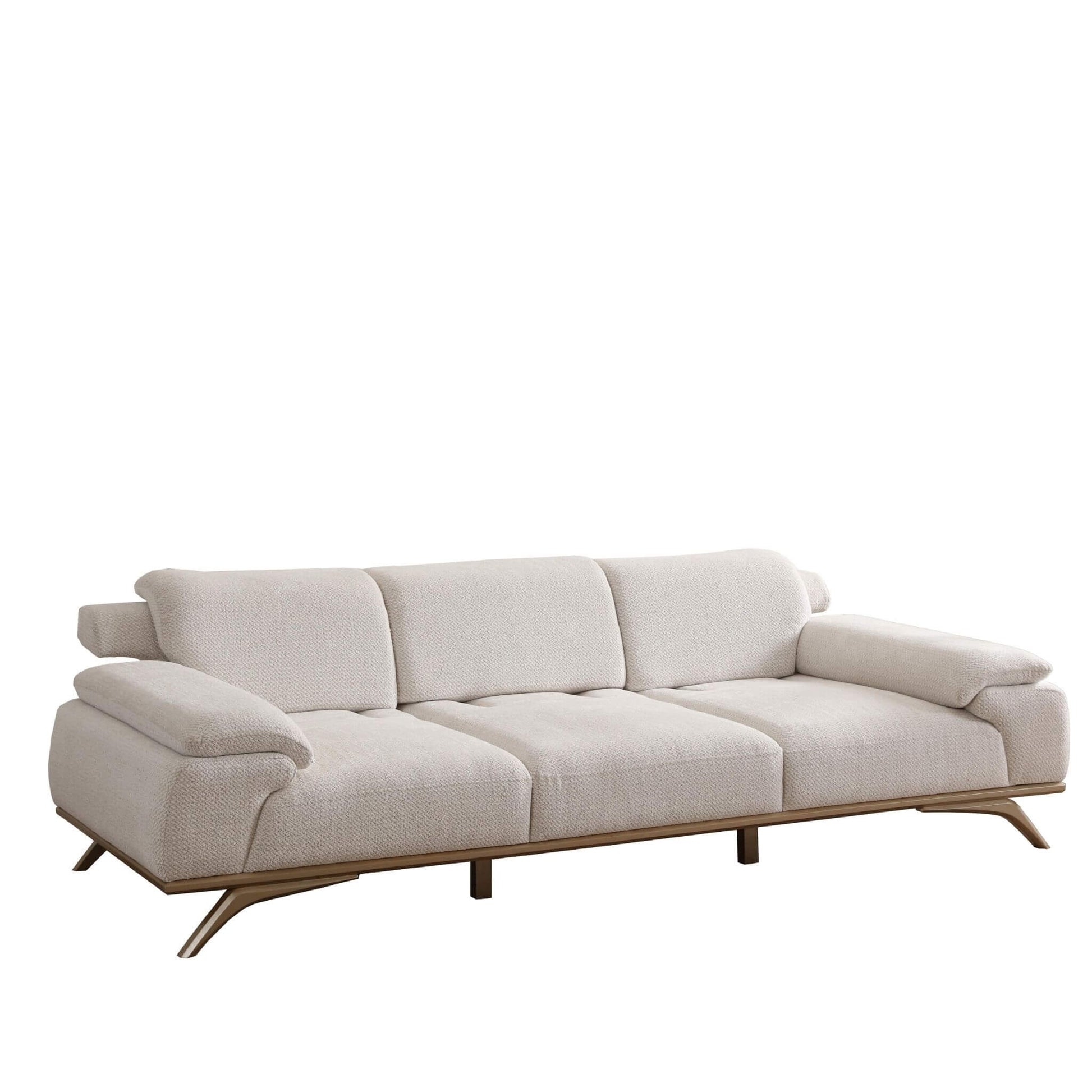 Serena berjer ve üçlü koltuk, yumuşak sünger yapısı ve şık ahşap ayaklarıyla konfor ve zarafeti birleştirir.