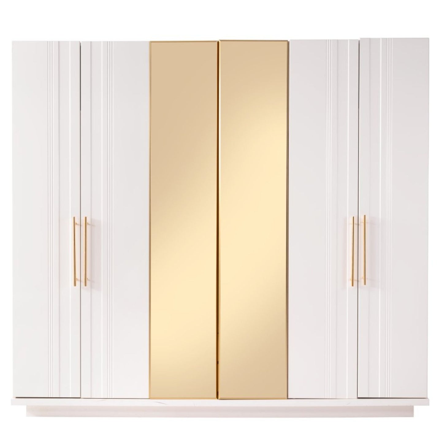 Ayna kapaklı geniş gardırop ve döşemeli yatak başlığıyla Napolyon yatak odası takımı, Casa Da Noir’in zarif lüks stilini yansıtır