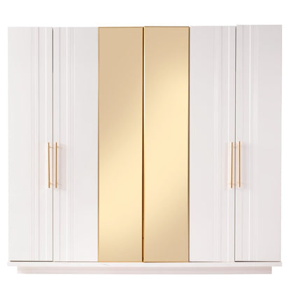 Ayna kapaklı geniş gardırop ve döşemeli yatak başlığıyla Napolyon yatak odası takımı, Casa Da Noir’in zarif lüks stilini yansıtır