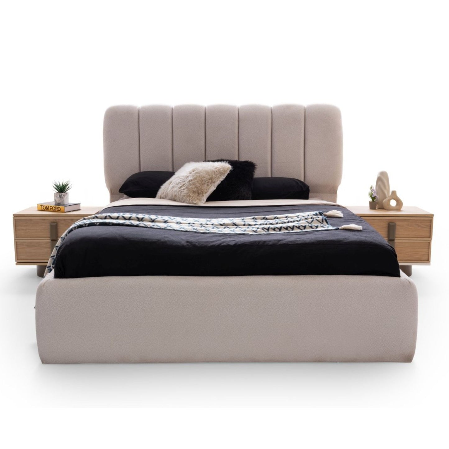 Modern komodin ve fonksiyonel şifonyeriyle tamamlanan Newton yatak odası takımı, sade ve zarif bir kullanım sağlar.