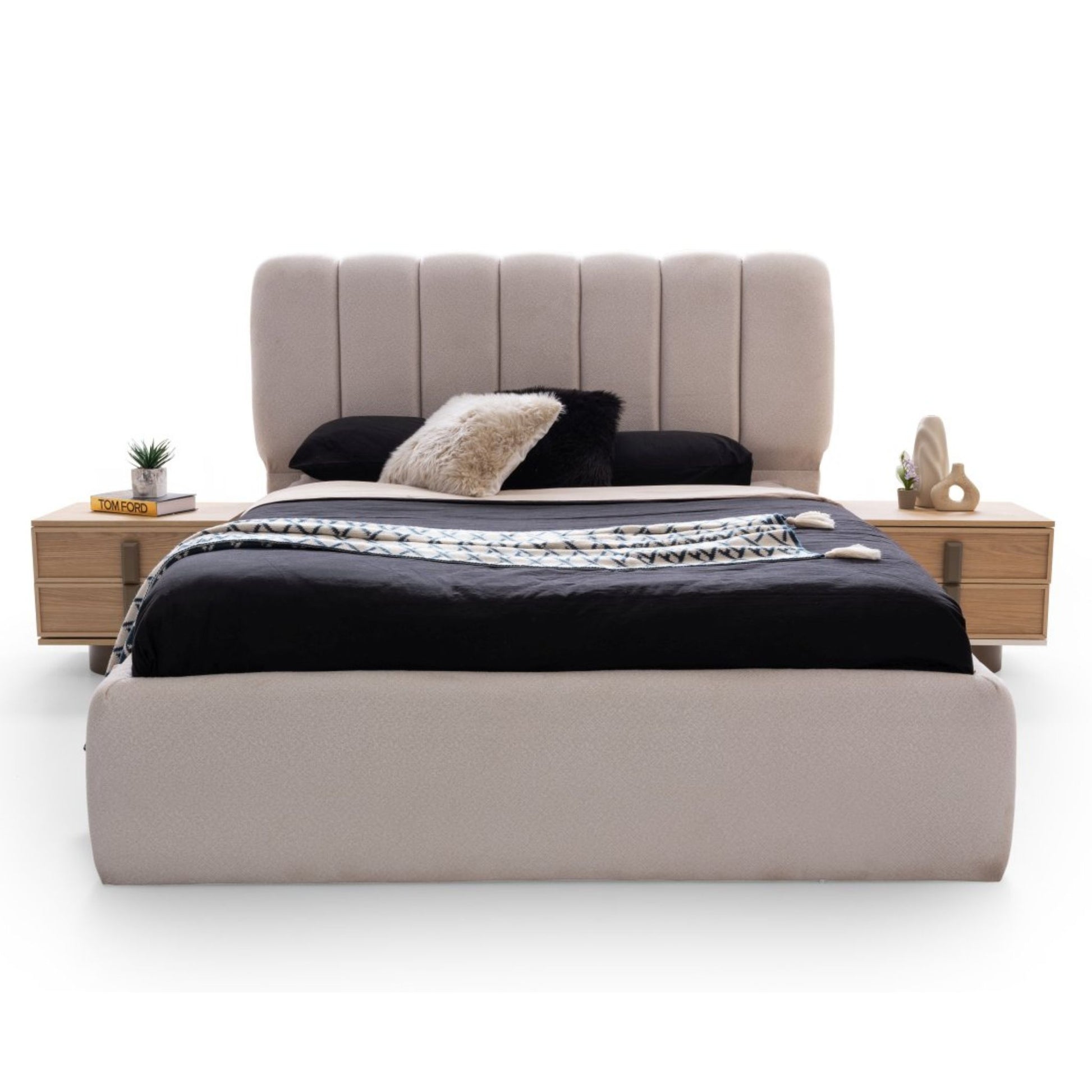 Modern komodin ve fonksiyonel şifonyeriyle tamamlanan Newton yatak odası takımı, sade ve zarif bir kullanım sağlar.