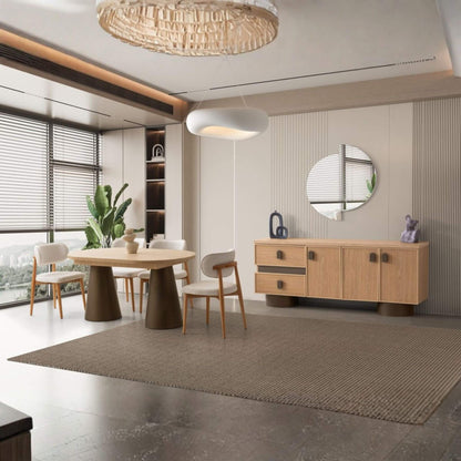 Casa Da Noir Newton yemek odası takımı, meşe konsol ve açılır yemek masası tasarımı