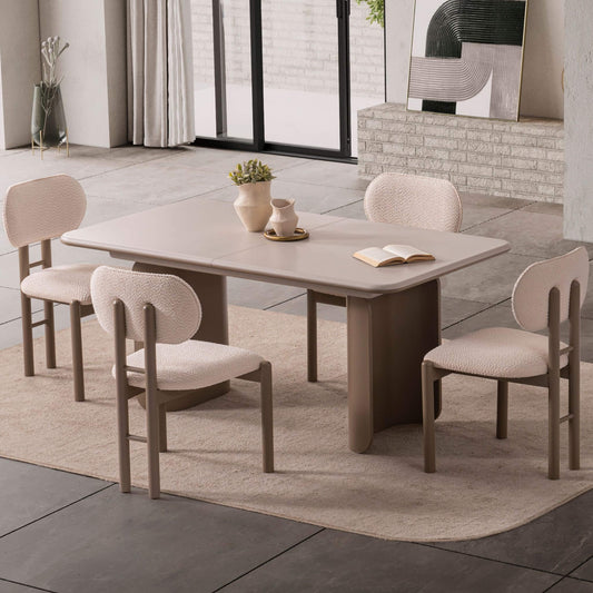 Opera açılır yemek masası ve 6 sandalyeli modern yemek odası seti