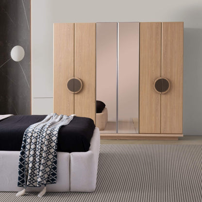 Pegasus Yatak Odası Takımı – Doğal Meşe Dokusu ve Yuvarlak Formların Modern Yorumu