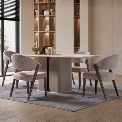 Petra modern açılır yemek masası ve 6 sandalyeli Casa Da Noir seti