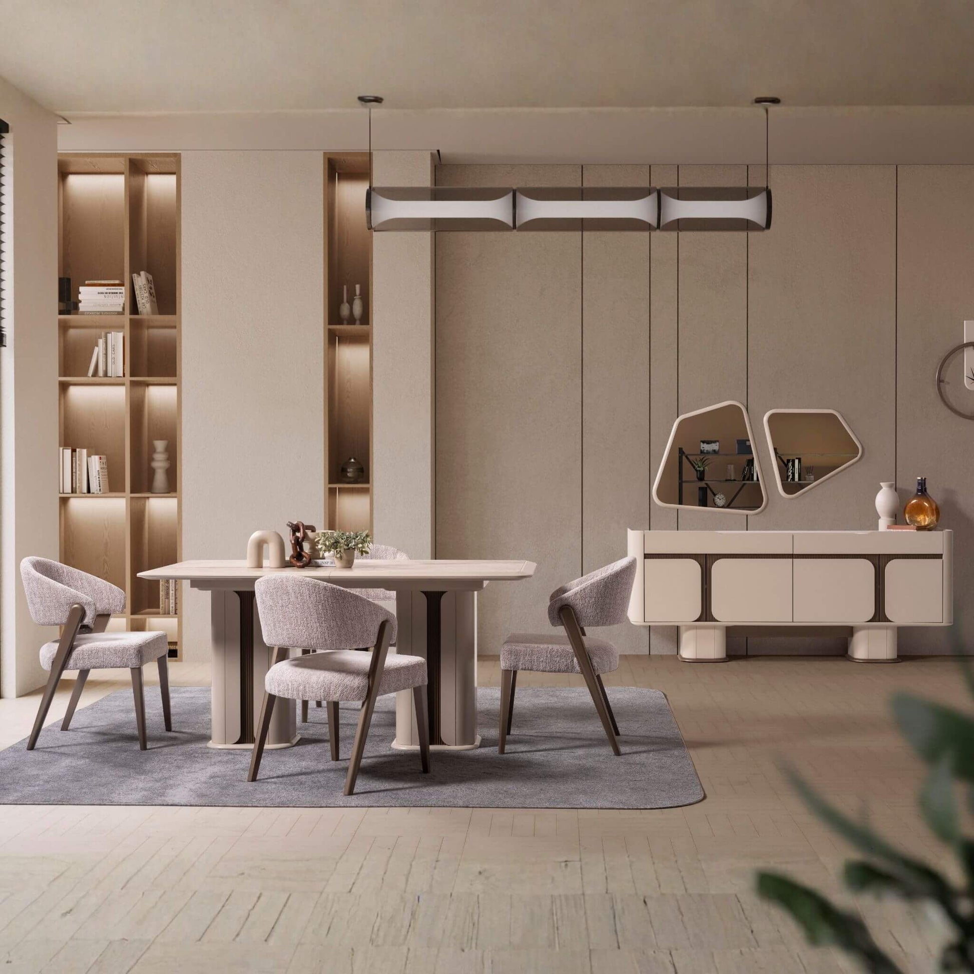 Petra lüks yemek masası seti modern salon dekorasyonu