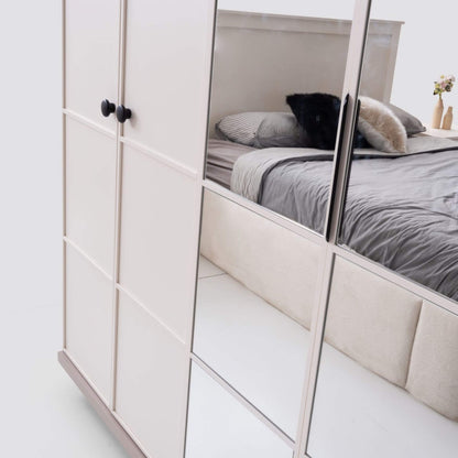 Piano Yatak Odası Takımı – Modern Beyaz Minimalizm ve Zarif Geometrik Çizgiler