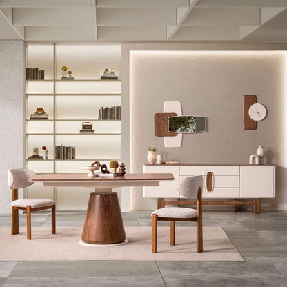 Salda açılır yemek masası ve 6 sandalyeli modern yemek odası takımı