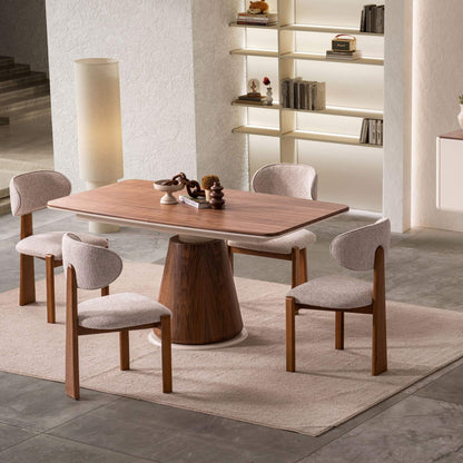 Salda açılır yemek masası ve 6 sandalyeli modern yemek odası takımı