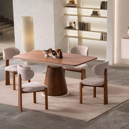 Salda açılır yemek masası ve 6 sandalyeli modern yemek odası takımı