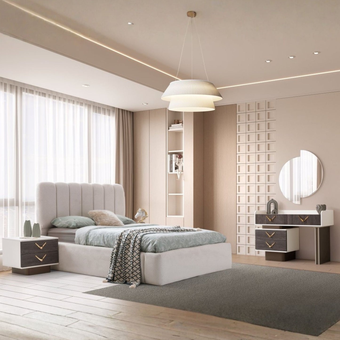 Berceste Yatak Odası Takımı – Modern Kontrast ve Lüks Detayların Şık Buluşması