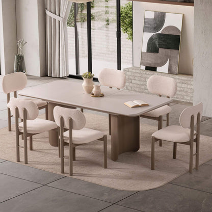 Opera yemek masası setinin mimari ayak yapısı ve lake yüzey detayı