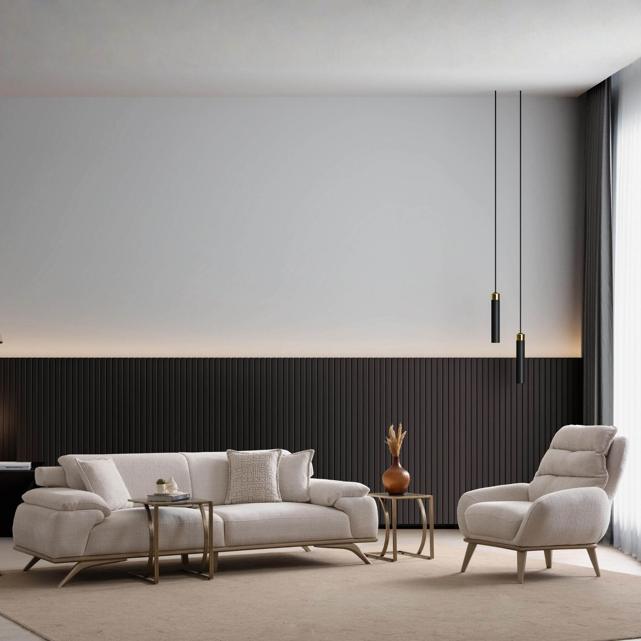 Casa Da Noir imzalı Serena 3’lü koltuk, leke tutmaz kumaşı ve gürgen iskeletiyle dayanıklı lüks sunar.