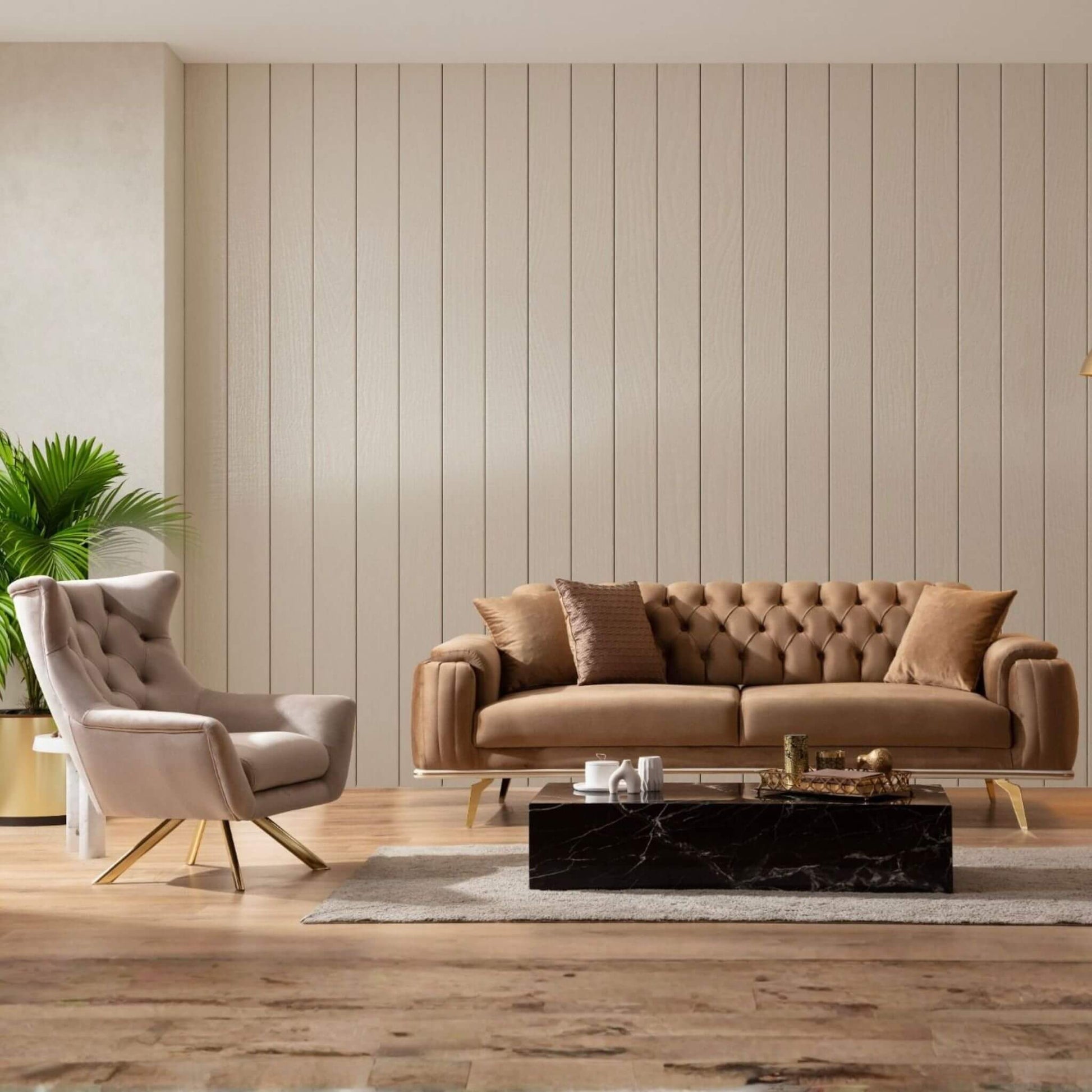 Vesper Koltuk Takımı, modern oturma odası dekorasyonu için tasarlanmış lüks bir oturma grubu. Casa Da Noir imzasıyla konfor ve şıklığı birleştirir.